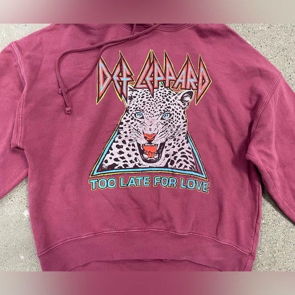 Made in USA Daydreamer Def Leppard Too Late For Love Oversized Hoodie size XS - Picture 3 of 7